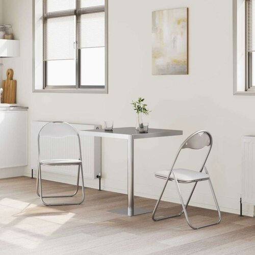  Sklopiva stolica 2 pcs Bijela i siva 48 x 43 5 x 81 cm - Bijela i siva 2 Slike