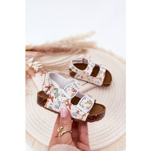 Boto Children's sandals on cork sole with buckles dinosaurs multicolor Thessa Cene