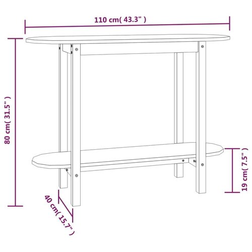 Konzolni stol crni 110 x 40 x 80cm od masivne borovine Slike