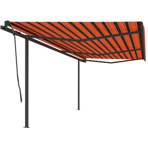 vidaXL Ročno zložljiva tenda s stebrički 6x3,5 m oranžna in rjava Cene