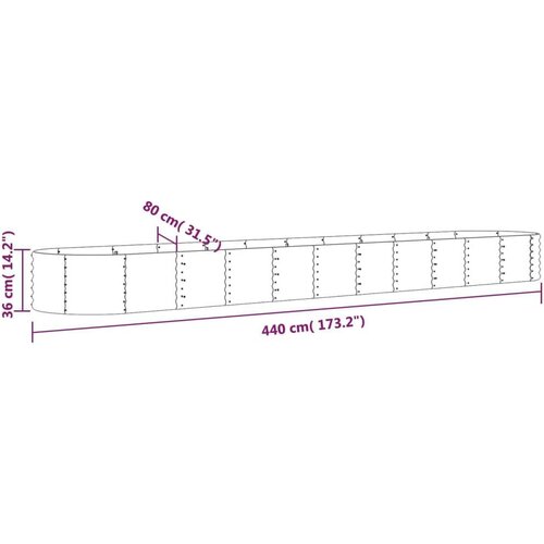 VidaXL Vrtna sadilica od čelika obloženog prahom 440 x 80 x 36 cm siva Slike