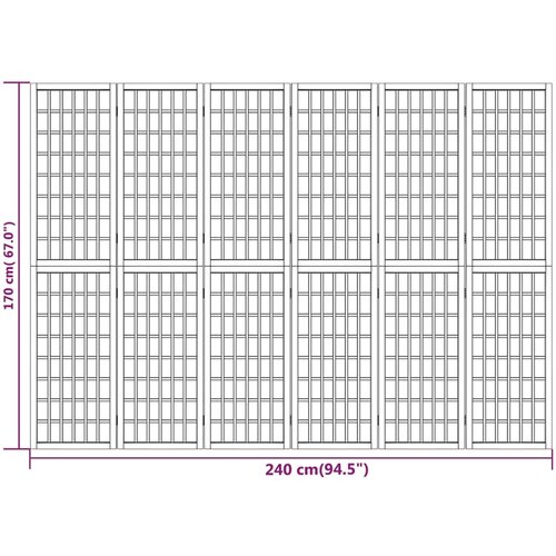  Sklopiva sobna pregrada 6 panela japanski stil 240x170cm bijela Slike
