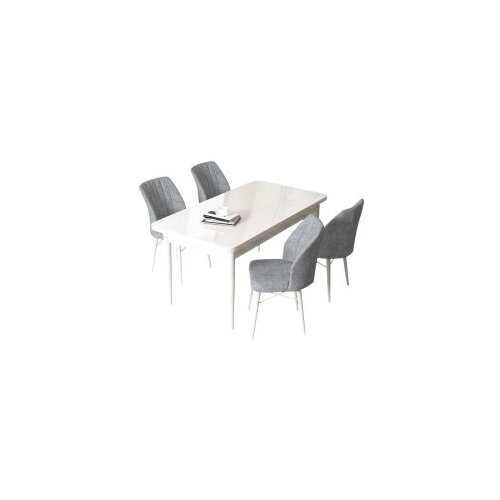 Hanah home set trpezarijski sto i 4 stolice arp white grey Cene