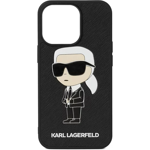 Karl Lagerfeld Etui za telefon 'Ikonik iPhone 14' črna / bela
