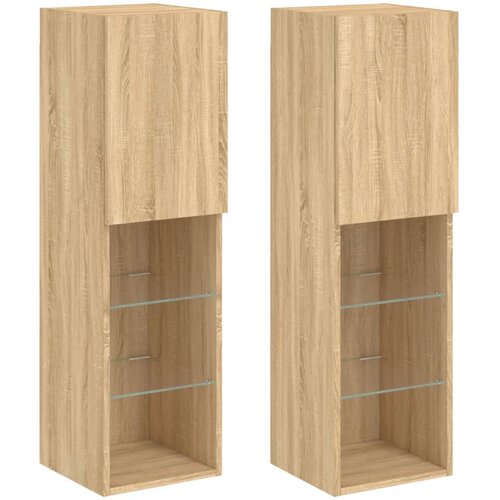 VidaXL TV omarica z LED lučkami 2 kosa sonoma hrast 30,5x30x102 cm, (20977945) Slike