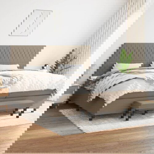  The Living Store Box spring postelja z vzmetnico taupe 200x200 cm blago - Box Spring Postelja, (21521431) Cene