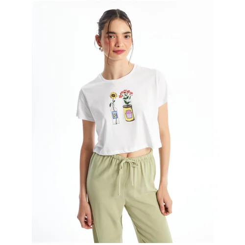 LC Waikiki Crew Neck Printed Short Sleeve Women's Crop