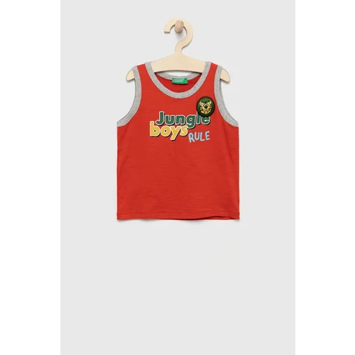 United Colors Of Benetton Otroški bombažen top rdeča barva