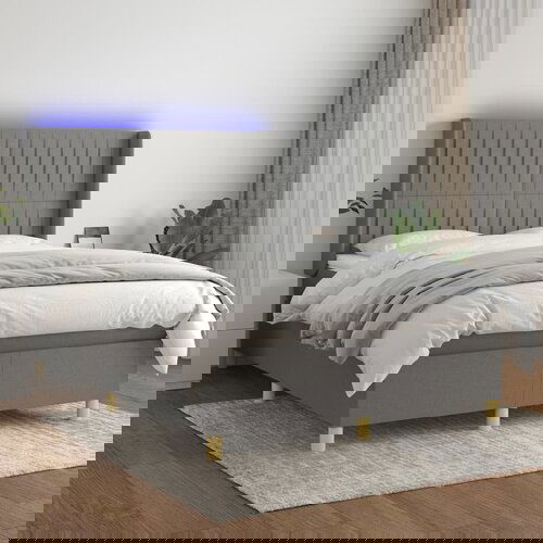  The Living Store Box spring postelja z vzmetnico LED temno siva 140x190 cm blago - Box Spring Postelja, (21450027) Cene