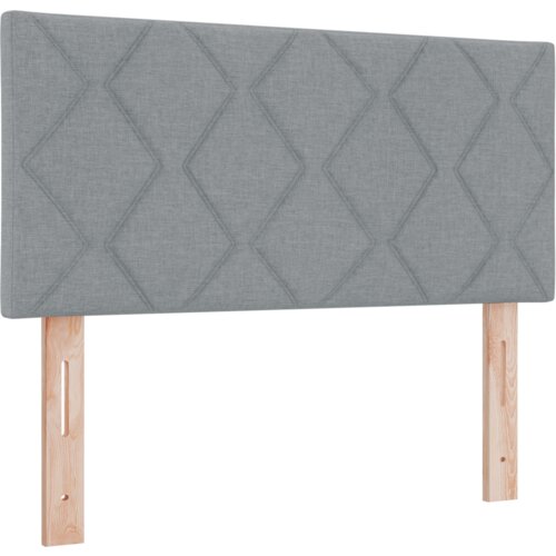 VidaXL Krevet s Box Springom s Du&amp;scaron;ekom Svjetlosiva 90x200 cm Tkanina, Uzglavlje s Dizajnom Dijamantnih Kockica Svjetlosiva 90 cm Tkanina Slike