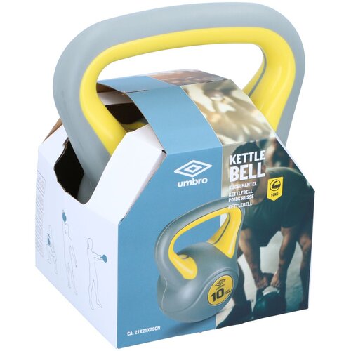 Umbro kettlebell uteg 10 kg &amp;ndash; kompozitni, ergonomska ročica, sivo-rumena Slike