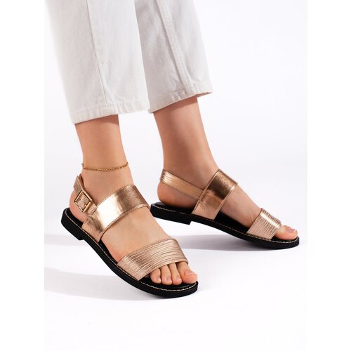 Shelvt Women's flat sandals gold Cene