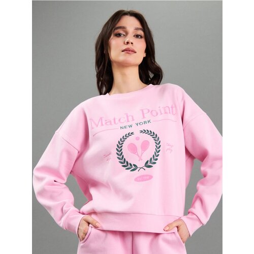 Sinsay Pamučna crewneck majica s vezom Cijene