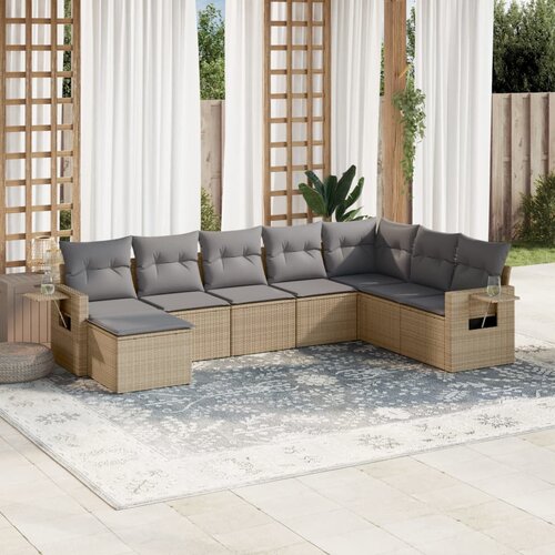 vidaXL 8-dijelni set vrtnih sofa od poliratana s jastucima bež Cijene