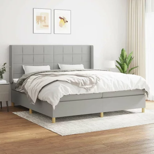  Box spring postelja z vzmetnico svetlo siva 200x200 cm blago, (20761175)