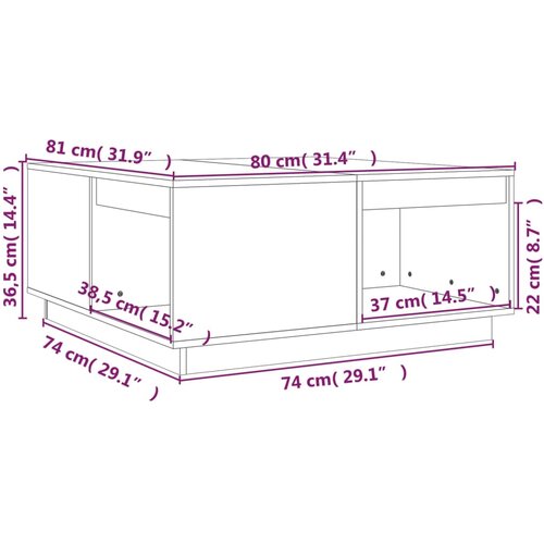  Stolić za kavu 80x81x36,5 cm od masivne borovine Slike