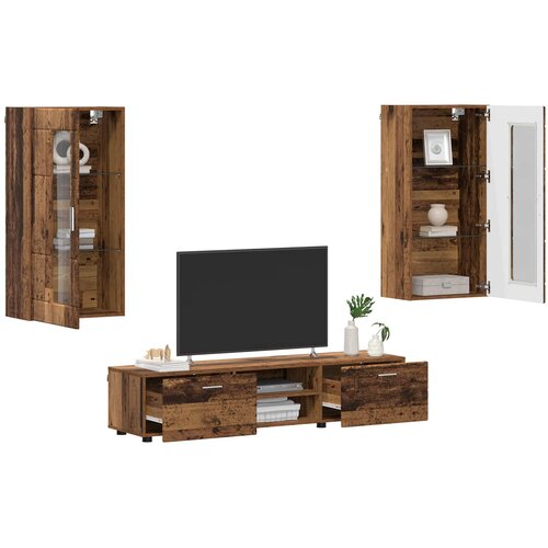  Set TV komoda Zidne FLORIN 3 pcs Staro drvo Konstruirano drvo Slike