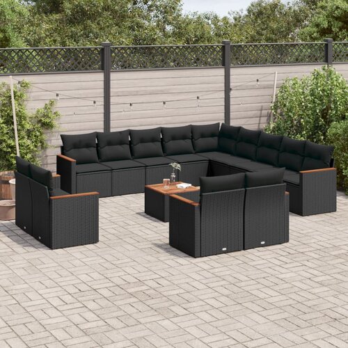 vidaXL 14-dijelni set vrtnih sofa s jastucima poliratan crni Cijene
