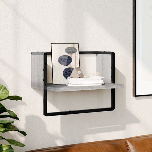 VidaXL Zidna polica s prečkom boja hrasta sonome 40x25x30 cm Slike