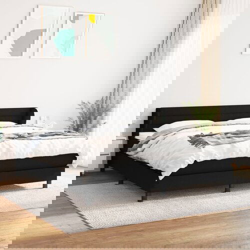 VidaXL Krevet s oprugama i madracem crni 180x200 cm od tkanine Slike