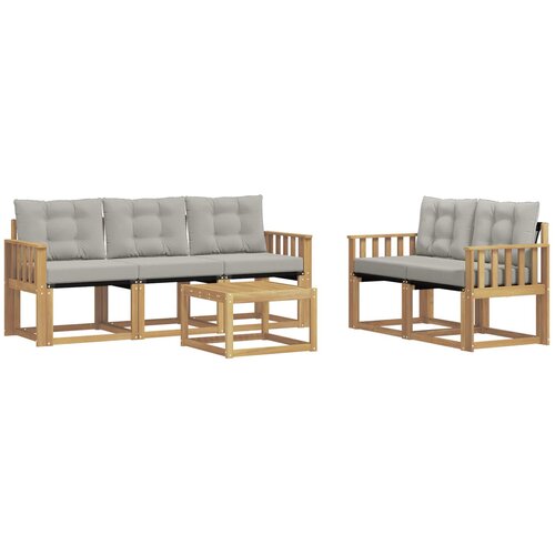 vidaXL Zunanja garnitura za sedenje 6 pcs Bela in svetlo siva, (5000281222) Cene