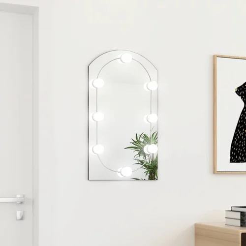  Ogledalo s LED svjetlima 70 x 40 cm stakleno u obliku luka