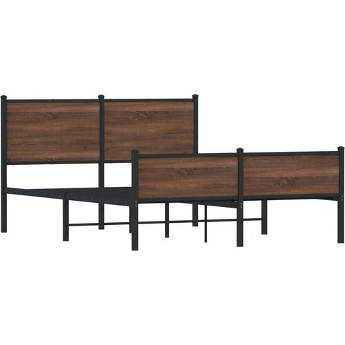 VidaXL Metalni okvir kreveta bez madraca smeđa boja hrasta 150x200 cm Slike