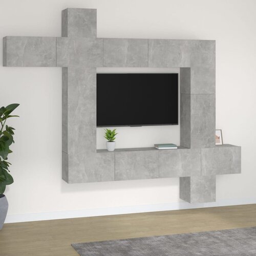  9-dijelni set TV ormarića siva boja betona konstruirano drvo Cene