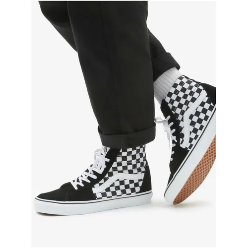 Vans Black-and-White Patterned Leather Ankle Sneakers UA SK8-Hi - unisex