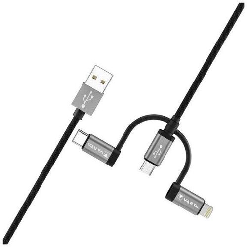 Varta kabl 3 u 1 USB-A na Lightning, Micro USB i USB-C, 2 m Slike