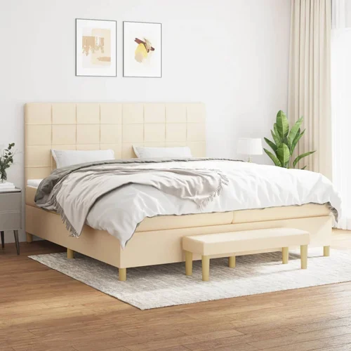 The Living Store Box spring postelja z vzmetnico krem 200x200 cm blago - Box Spring Postelja, (21512183)