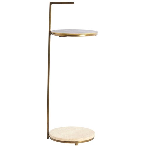 Light &amp;amp; Living Okrogla stranska mizica s kamnito mizno plo&amp;scaron;čo &amp;oslash; 26 cm Leda &amp;ndash; Slike