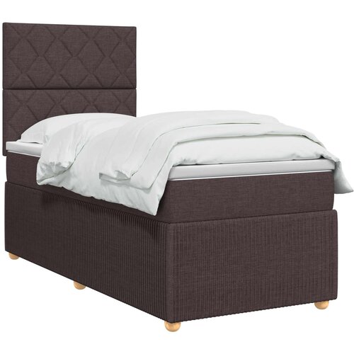  Boxspring krevet s madracem Tamno smeđa 90 x 190 cm Tkanina Slike