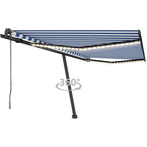  Automatska tenda sa senzorom LED 400x350 cm plavo-bijela Cijene