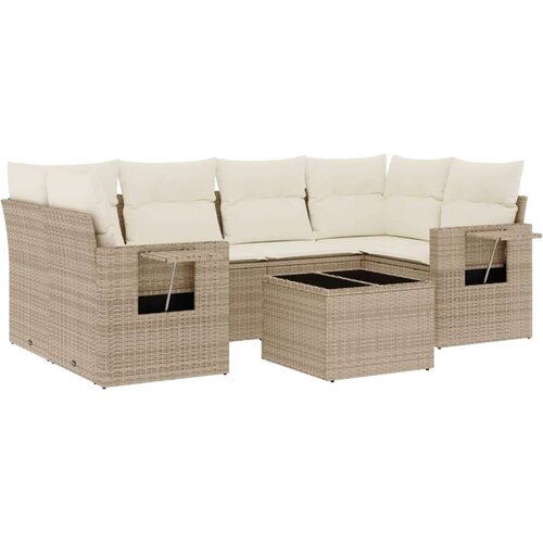 vidaXL 7-dijelni set vrtnih sofa od poliratana s jastucima bež Cijene