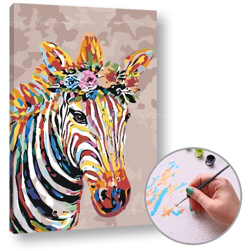 Artmie slikanje po brojevima zebra sa cvećem level medium - 60x40 cm Slike