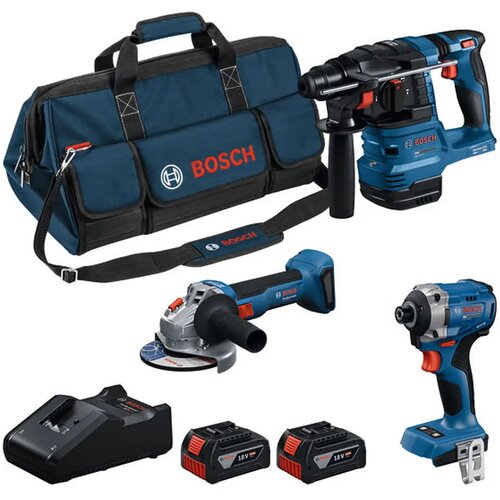 Bosch Aku set Combo kit (kutna brusilica, čekić, udarni izvijač) + 2 akumulatora, punjač i torba Cijene