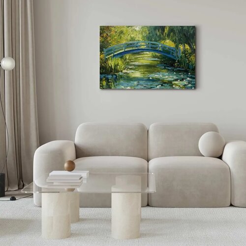  Slika - Impressionist bridge - painting of a bridge against a picturesque background 120x80 Akustična Slike