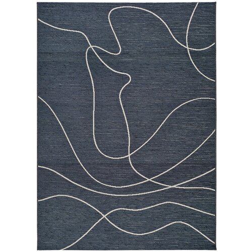 Universal tamno plavi vanjski tepih s udjelom pamuka Doodle, 57 x 110 cm Slike