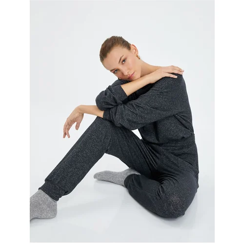 Koton Jogger Pajama Bottoms with Elastic Waist and Legs, Viscose Blend.