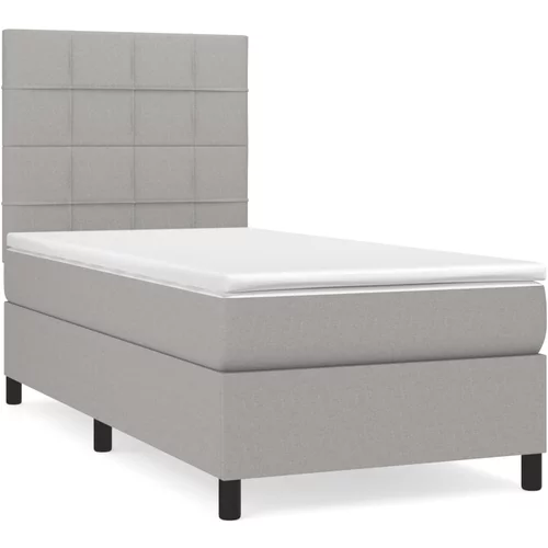 vidaXL Box spring postelja z vzmetnico svetlo siva 90x200 cm blago, (20846857)