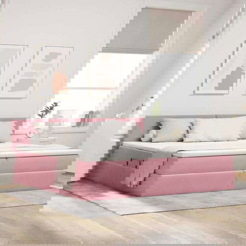  Krevet S LED lampica s uzglavljem Ružičasta 200 x 200 cm Bar&amp;scaron;un Slike