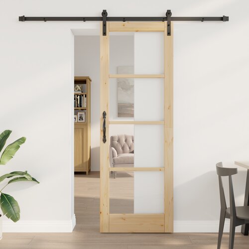 vidaXL Drsna vrata s kompletom opreme 'ORKDAL'73.5x211 cm, Notranja vrata z steklom 'ORKDAL'73.5x211x4 cm iz trdnega borovega lesa Cene