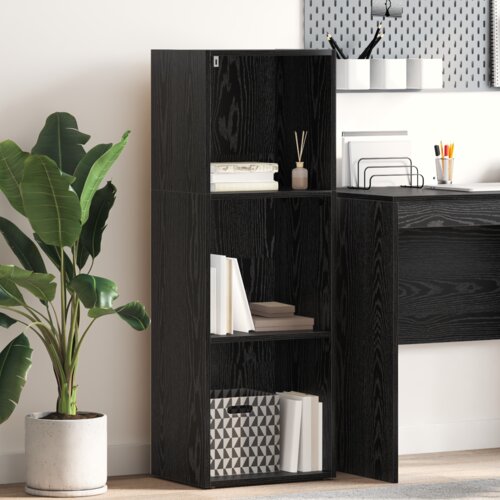 VidaXL Knjižna omara Črni hrast 40 x 30 x 114 cm Konstruiran les Slike