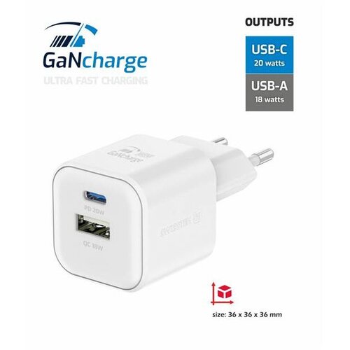 Swissten punjač GaN 20 W, 1x USB-C + 1x USB-A, bijeli Cene