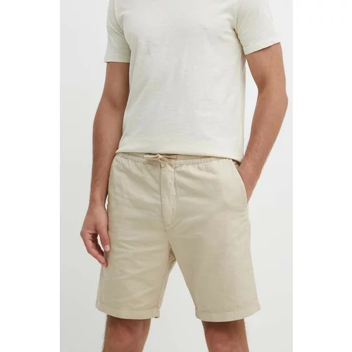 PepeJeans Lanene kratke hlače RELAXED LINEN SMART SHORTS bež barva, PM801093
