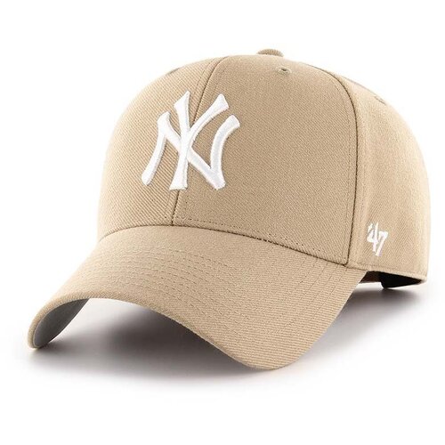47 Brand Kapa iz mešanice volne MLB New York Yankees bež barva Cene