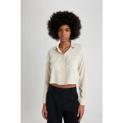 Defacto Regular Fit Long Sleeve Crop Shirt