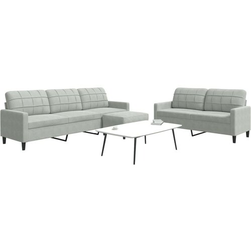  3-dijelni set sofa s jastucima svjetlosivi bar&amp;scaron;unasti Slike