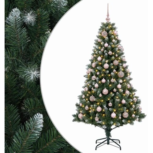  Umjetno božićno drvce s kuglicama 210 cm 300 LED lampica - 210 cm s LED-ima i ružičastim lopticama Slike